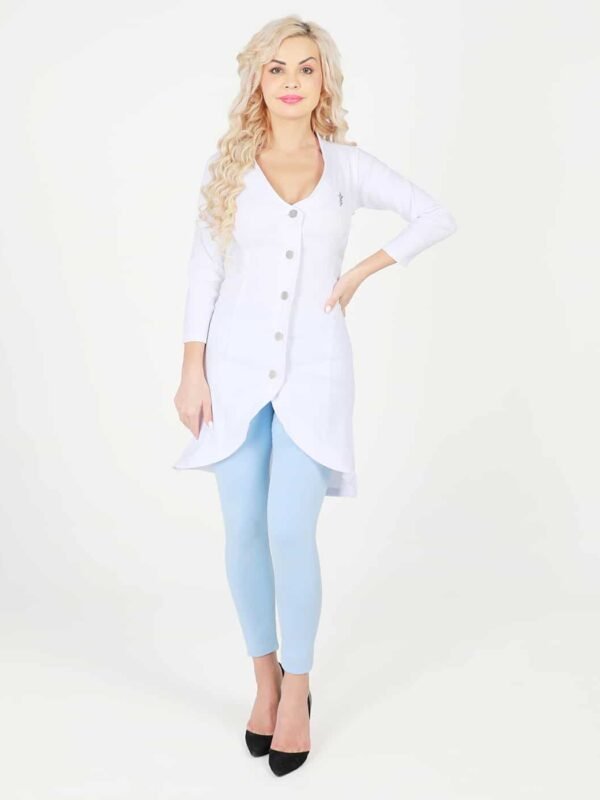Doctor Apron/Overcoat for Women in Tulip Style with Silver Buttons | Stretchable