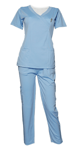 Scrub Candy – Blue Womens’s Overlapping Scrub
