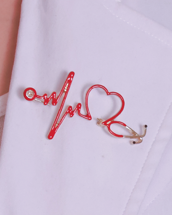ecg heart stethoscopr doctor brooch