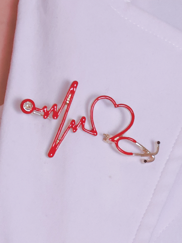 ecg heart stethoscopr doctor brooch