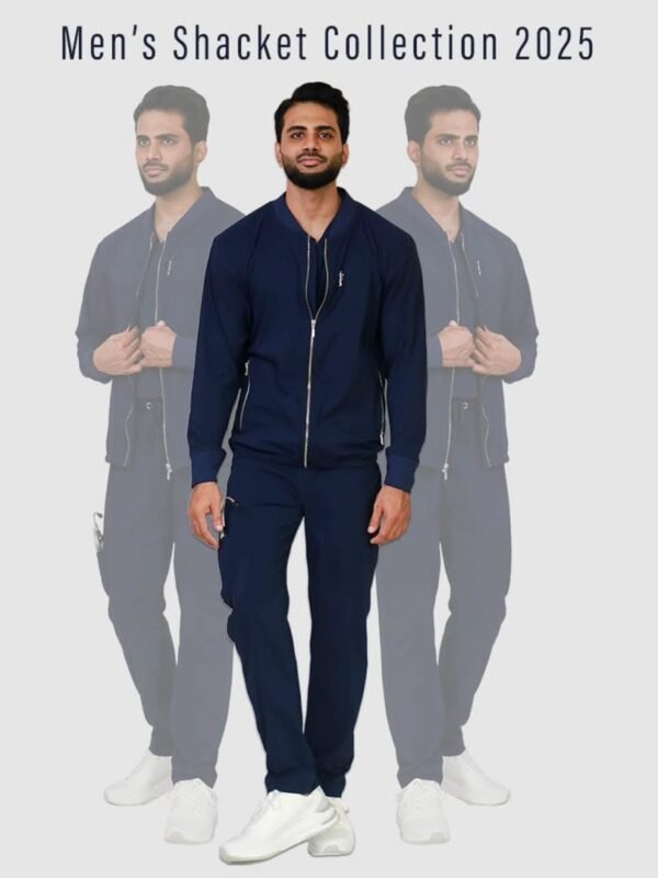 navy blue scrub shacket